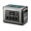 A studio product image of the ALLPOWERS R1500 portable power station, showing its matte black and dark gray rectangular chassis, flat top with integrated carrying handles, central color LCD display, wireless charging pads, and front-facing AC, DC, and USB ports.