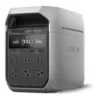 EcoFlow DELTA 3 Plus portable power station with a grey and black design, built-in handle, LCD, dual 140W USB-C ports, four USB ports, and six front-facing AC outlets on a white background.